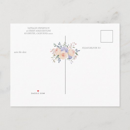 Elegante Hochzeit mit Flora Save the Date Ankündigungspostkarte (Rückseite)