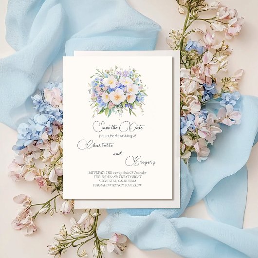 Elegante Hochzeit mit Flora Save the Date Ankündigungspostkarte