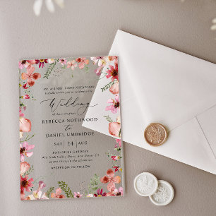 Elegante Hochzeit mit Flora und Fauna Acryleinladungen