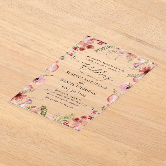 Elegante Hochzeit mit Flora und Fauna Acryleinladungen (Ablage )