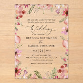 Elegante Hochzeit mit Flora und Fauna Acryleinladungen (Vorderseite)