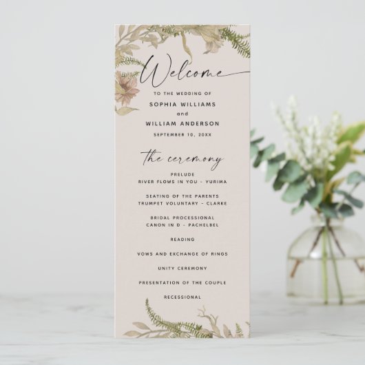 Elegante Hochzeit mit Floral und Fern | Botanische Programm (Stehend Vorderseite)