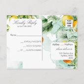 Elegante Hochzeit mit floralen und fruchtigen Wass Postkarte (Rückseite)