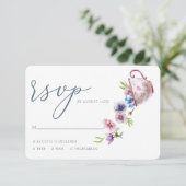 Elegante Hochzeit mit floraler Wasserfarbe Rsvp (Stehend Vorderseite)