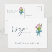 Elegante Hochzeit mit floraler Wasserfarbe Rsvp Postkarte (Vorne/Hinten)