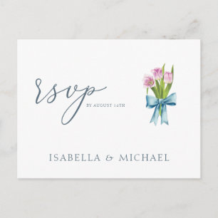 Elegante Hochzeit mit floraler Wasserfarbe Rsvp Postkarte