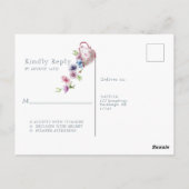 Elegante Hochzeit mit floraler Wasserfarbe Rsvp Postkarte (Rückseite)