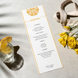 Elegante Hochzeit mit floralisch arabischem Mandal Menükarte