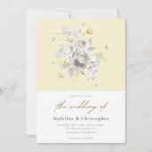 Elegante Hochzeit mit gelber Blüte Einladung (Vorderseite)