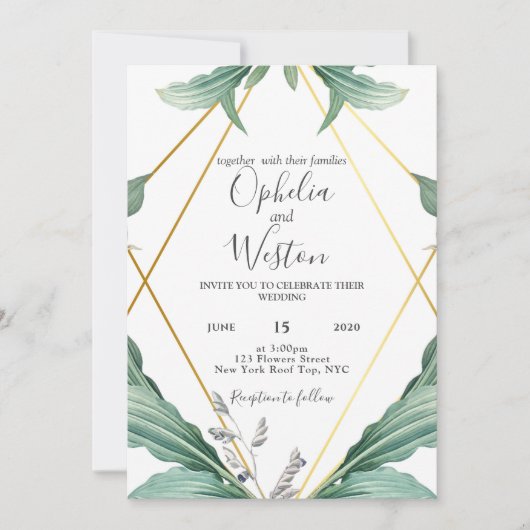 Elegante Hochzeit mit geometrischen Formen Einladung (Vorderseite)