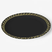 Elegante Hochzeit mit Gold/Black Small Paper Plate Pappteller (Schrägansicht)