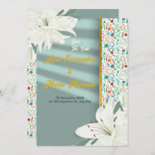 Elegante Hochzeit mit Gold Floral Einladung (Vorne/Hinten)