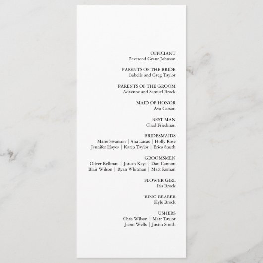 Elegante Hochzeit mit Gold und Black Calligraphy Programm (Rückseite)