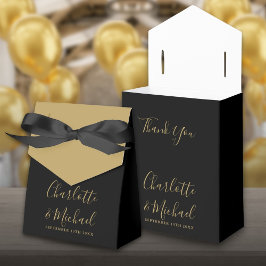 Elegante Hochzeit mit Gold und Black Script Geschenkschachtel