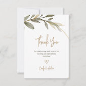 Elegante Hochzeit mit Gold und Grün Dankeskarte (Vorderseite)