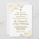 Elegante Hochzeit mit Gold und Weiß Einladung (Vorderseite)