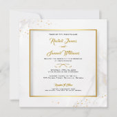 Elegante Hochzeit mit Gold und Weiß Einladung (Vorderseite)