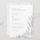 Elegante Hochzeit mit Gold & Watercolor Lavendel Einladung (Vorderseite)