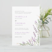 Elegante Hochzeit mit Gold & Watercolor Lavendel Einladung (Stehend Vorderseite)