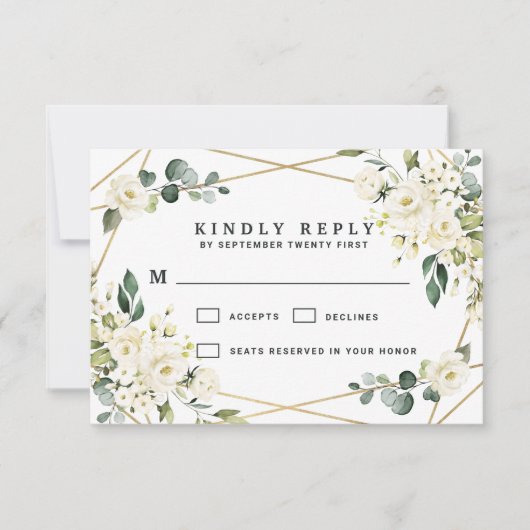 Elegante Hochzeit mit goldenem geometrischem Blume RSVP Karte (Vorderseite)
