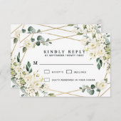 Elegante Hochzeit mit goldenem geometrischem Blume RSVP Karte (Vorne/Hinten)
