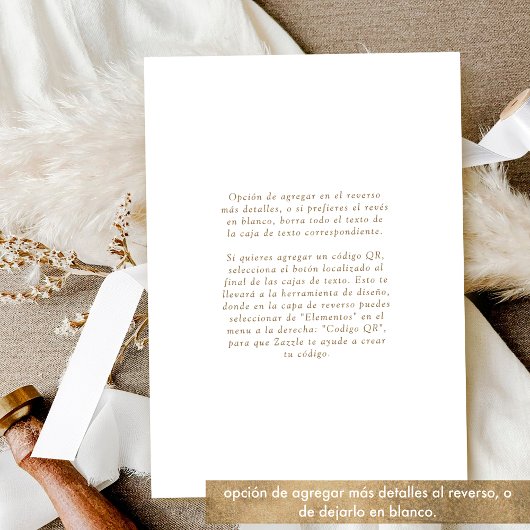 Elegante Hochzeit mit Goldmonogramm, auf Spanisch Einladung