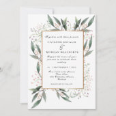 Elegante Hochzeit mit grünem Blattgold Einladung (Vorderseite)