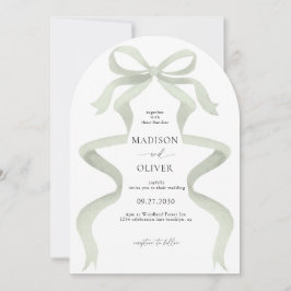 Elegante Hochzeit mit grünem Salbei-Band-Monogramm Einladung