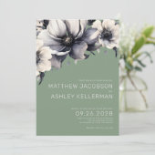 Elegante Hochzeit mit grüner Blüte Einladung (Stehend Vorderseite)