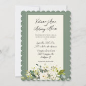 Elegante Hochzeit mit grüner Flora Einladung (Vorderseite)