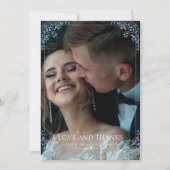 Elegante Hochzeit mit hellblauer Grenze Dankeskarte (Vorderseite)
