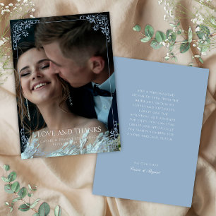 Elegante Hochzeit mit hellblauer Grenze Dankeskarte