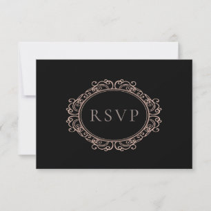 Elegante Hochzeit mit klassischem Black Copper Blu RSVP Karte