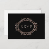 Elegante Hochzeit mit klassischem Black Copper Blu RSVP Karte (Vorne/Hinten)