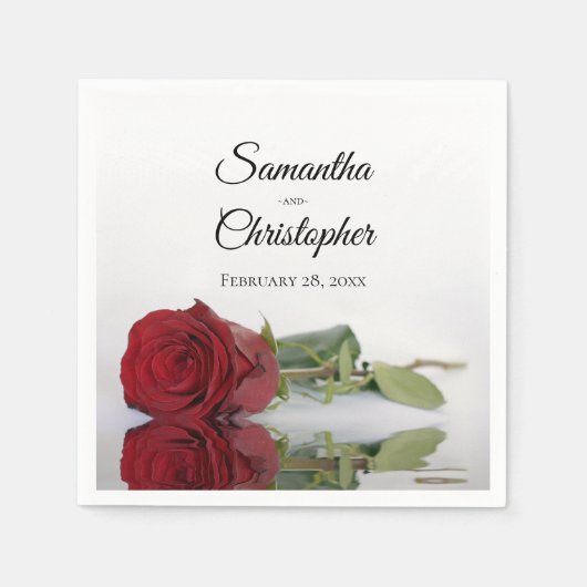 Elegante Hochzeit mit langer Rote Rose Serviette (Vorderseite)