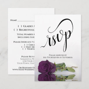 Elegante Hochzeit mit Lila Pflaume RSVP Karte