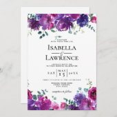 Elegante Hochzeit mit Lila rosafarbenem Wasser Einladung (Vorne/Hinten)