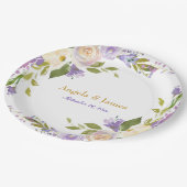 Elegante Hochzeit mit Lila und goldenen Wasserfarb Pappteller (Schrägansicht)