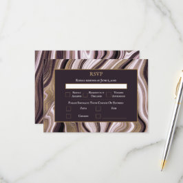 Elegante Hochzeit mit Lila und Goldmarmor RSVP Karte