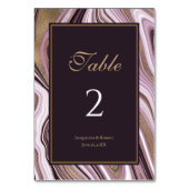 Elegante Hochzeit mit Lila und Goldmarmor Tischnummer (Rückseite)