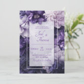 Elegante Hochzeit mit Lila und weißer Blüte Einladung (Stehend Vorderseite)
