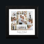 Elegante Hochzeit mit minimalem Foto Erinnerungskiste<br><div class="desc">Elegante moderne minimale personalisierte Hochzeit Foto Collage einfache Linien Familiengeschenk Wohngestaltung Geschenkboxen</div>