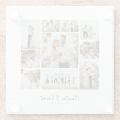 Elegante Hochzeit mit minimalem Foto Glasuntersetzer (Rückseite)