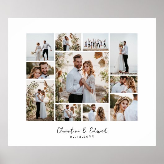 Elegante Hochzeit mit minimalem Foto Poster (Vorne)