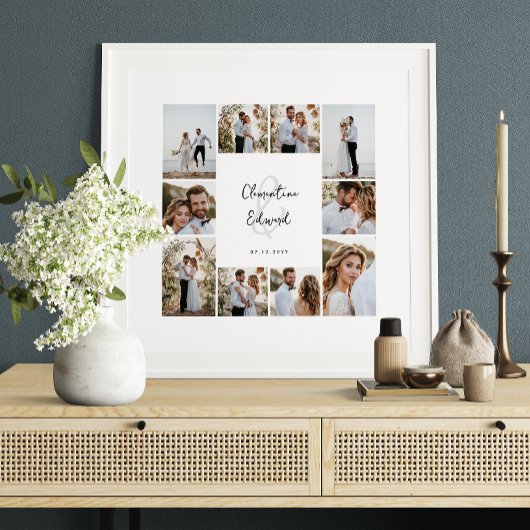 Elegante Hochzeit mit minimalem Foto Poster