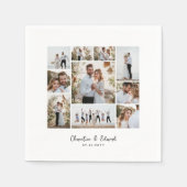 Elegante Hochzeit mit minimalem Foto Serviette (Vorderseite)