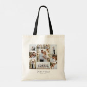 Elegante Hochzeit mit minimalem Foto Tragetasche (Rückseite)