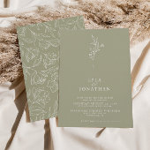 Elegante Hochzeit mit Minimalistischem Olive Green Einladung
