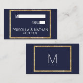 Elegante Hochzeit mit moderner Blue-Gold-Sequenz Platzkarte (Vorne/Hinten)