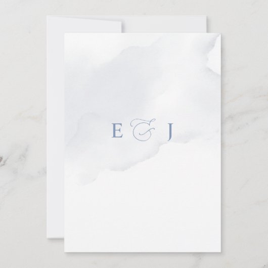 Elegante Hochzeit mit moderner Geometrie, Dusty Bl Einladung (Rückseite)